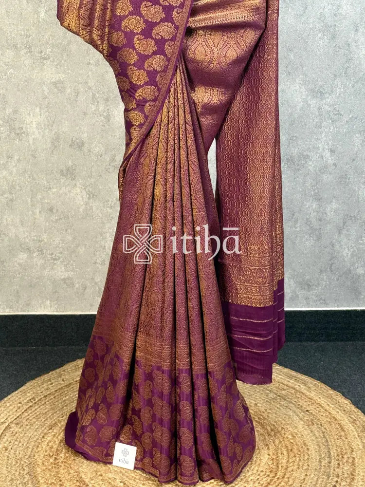 CREPE SILK BROCADE BANARASI SAREE