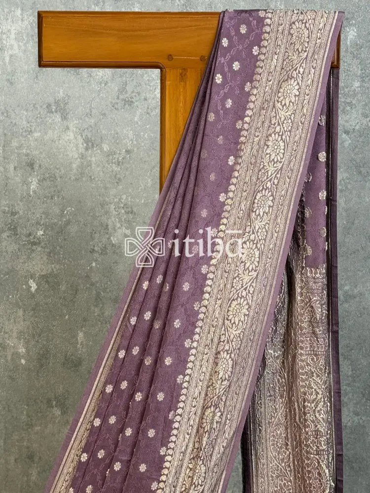 CREPE SILK JACQUARD WATER BANARASI SAREE