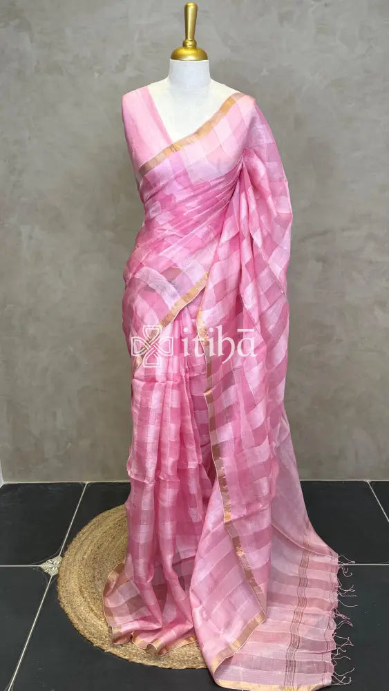 KORA MUSLIN SAREE - Pink