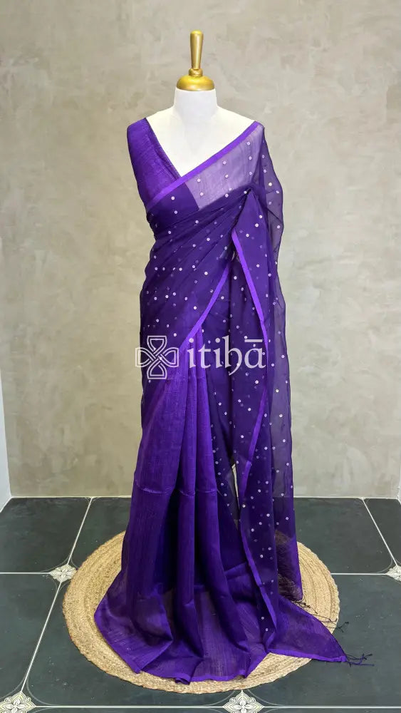 KORA MUSLIN SEQUENCE WEAVING SAREE