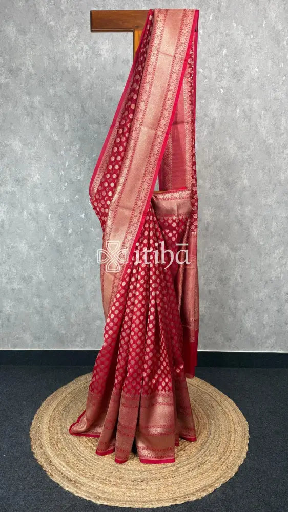KORA WATER ZARI BHUTA BANARASI SAREE