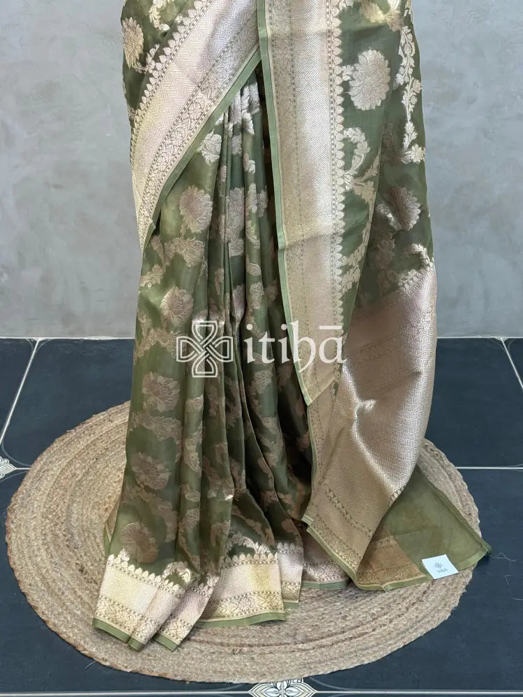 KORA WATER ZARI JAAL BANARASI SAREE
