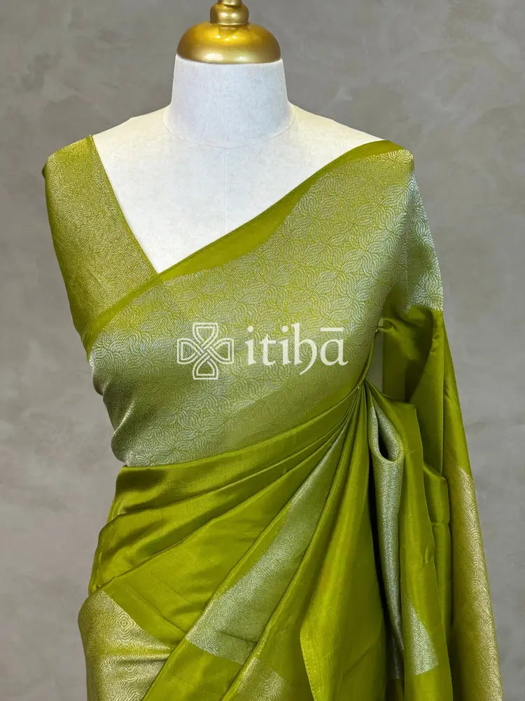KOSA SILK BANARASI SAREE - LIGHT GREEN