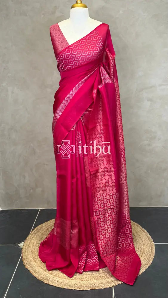 KOSA SILK BANARASI SAREE - MAGENTA PINK