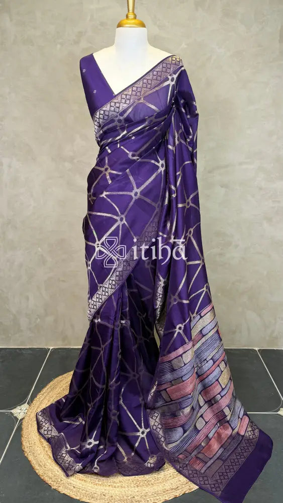 KOSA SILK BANARASI SAREE - ROYAL PURPLE