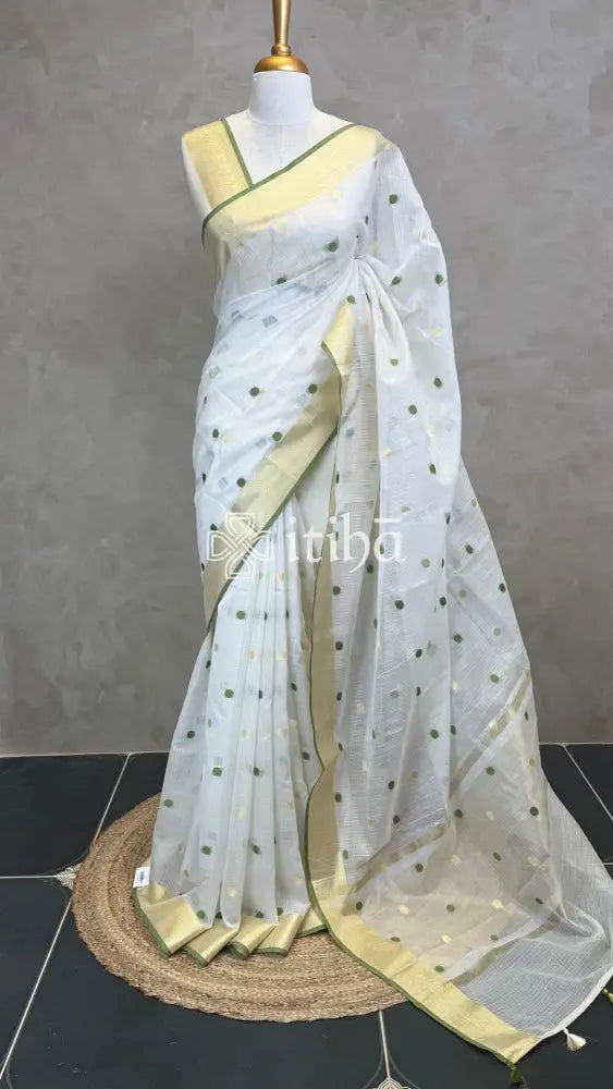 KOTA GREEN POLKA DOTS SAREE