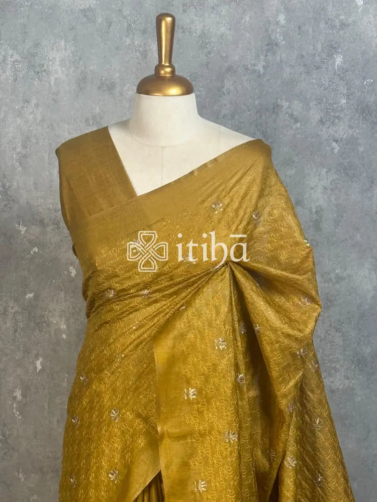 LINED TUSSAR SILK EMBROIDERYSAREE