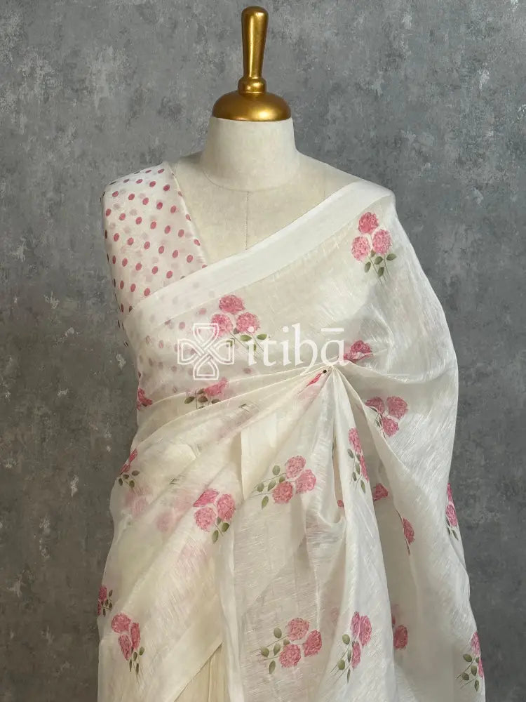 LINEN PRINTED SAREE