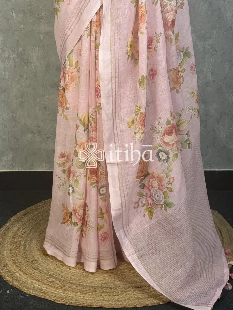LINEN PRINTED SAREE