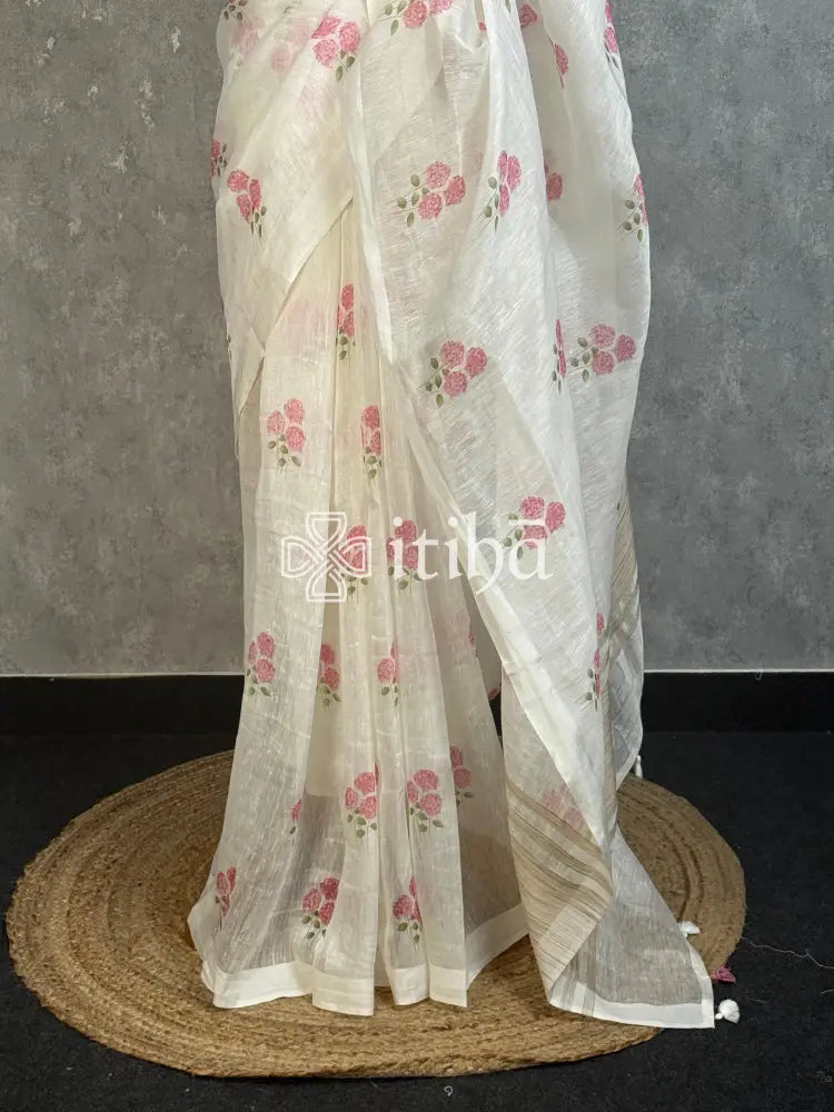 LINEN PRINTED SAREE