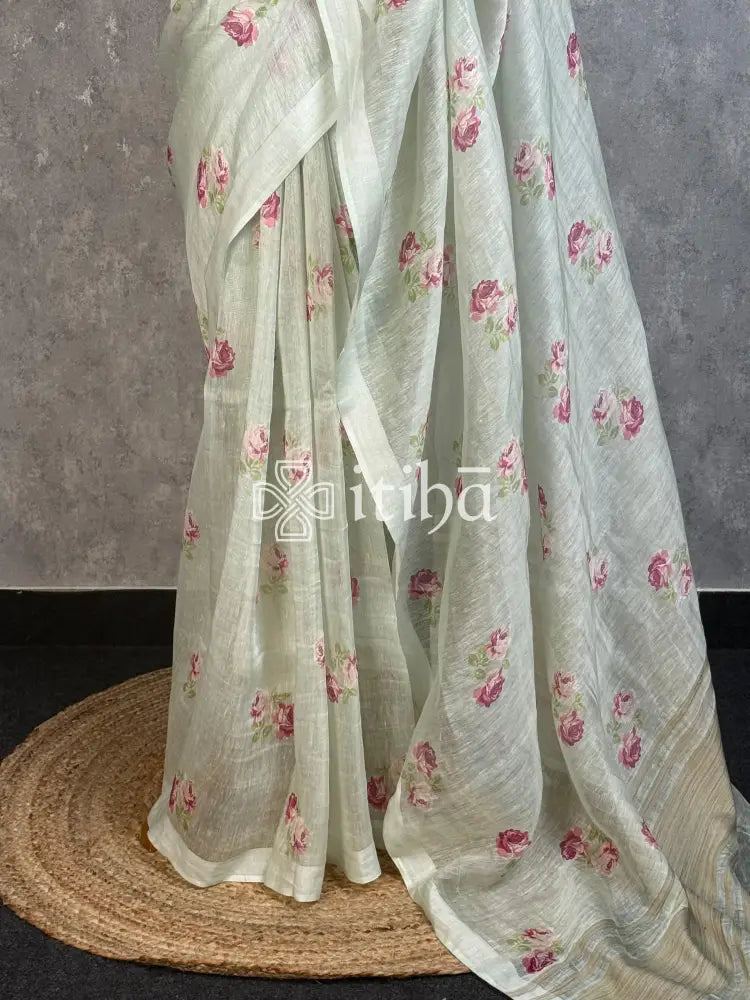 LINEN PRINTED SAREE
