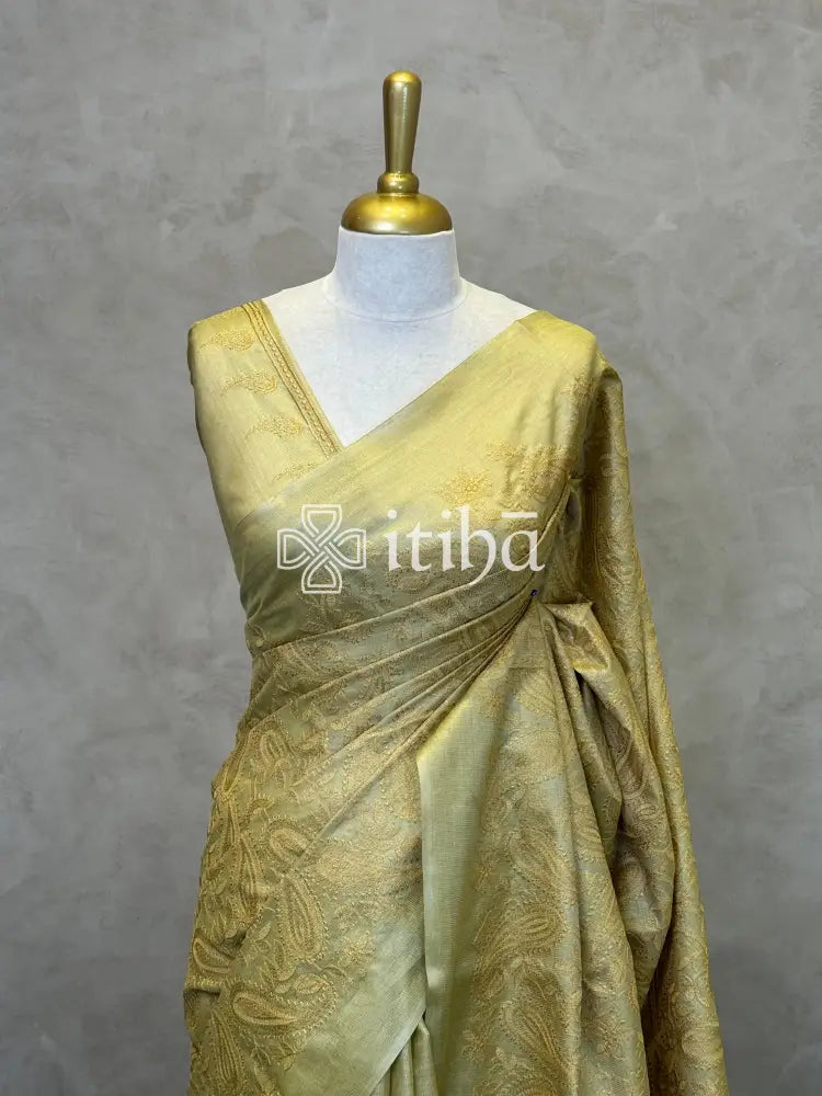 LINEN TUSSAR SILK EMBROIDERY SAREE