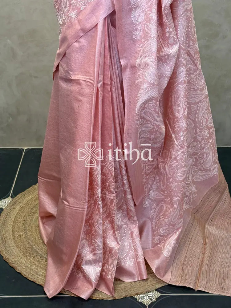 LINEN TUSSAR SILK EMBROIDERY SAREE
