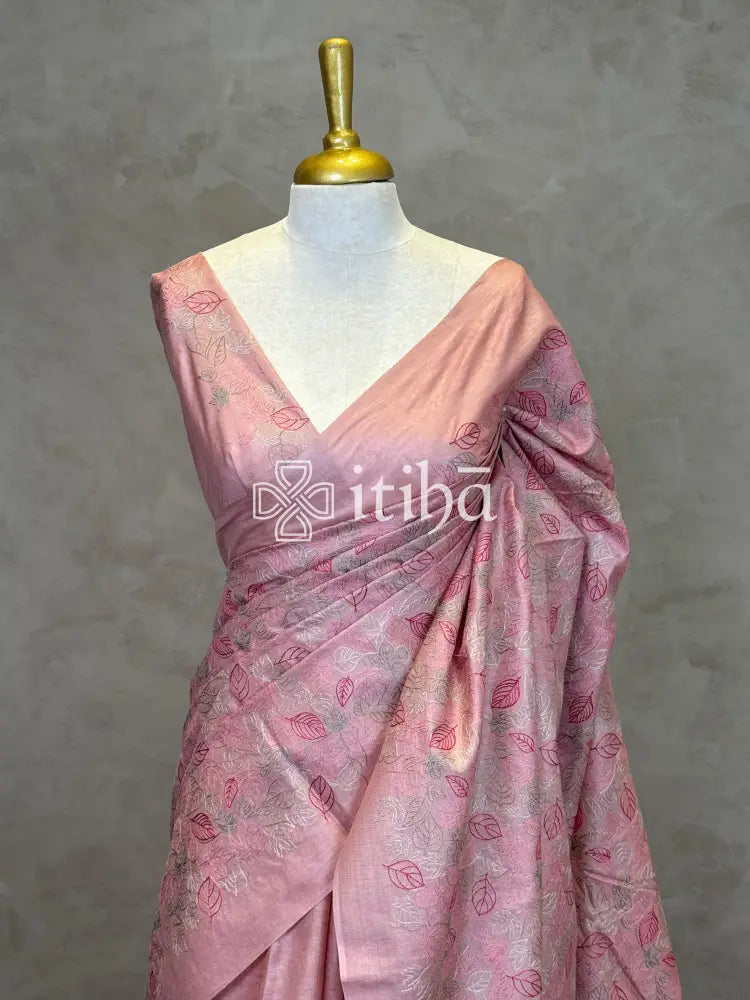 LINEN TUSSAR SILK EMBROIDERY SAREE