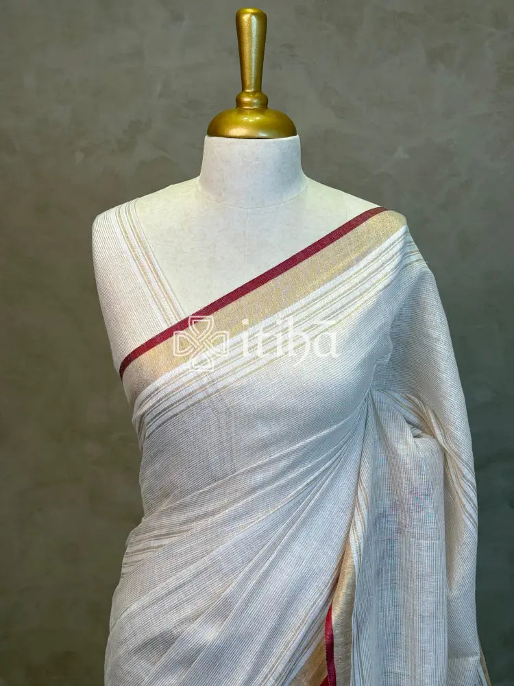 LINEN ZARI STRIPES SAREE