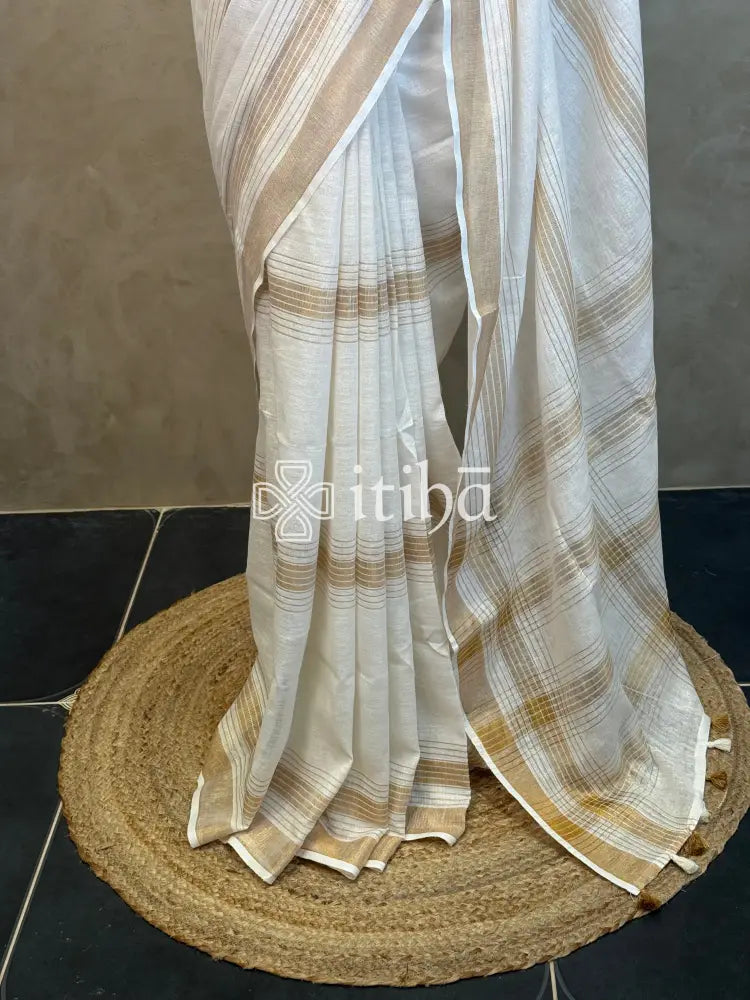 LINEN ZARI STRIPES SAREE