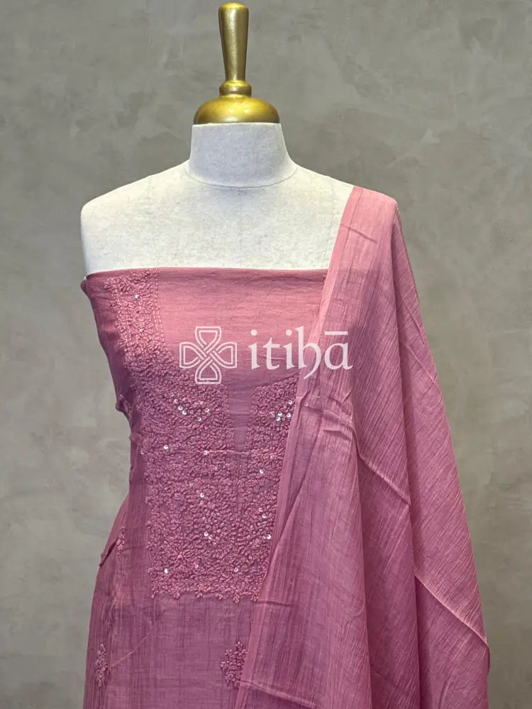 MUL CHANDERI CHIKANKARI SALWAR SET