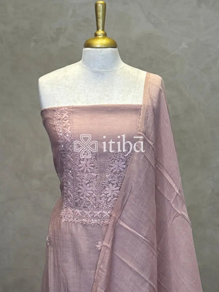 MUL CHANDERI CHIKANKARI SALWAR SET