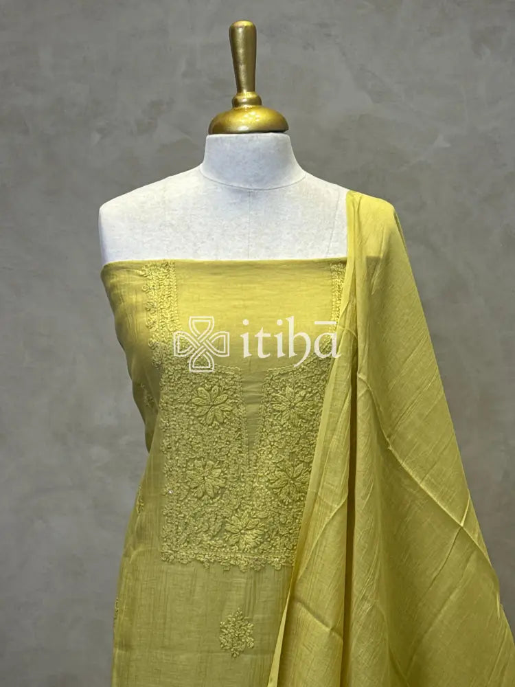 MUL CHANDERI CHIKANKARI SALWAR SET
