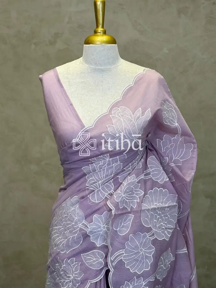 MUL CHANDERI EMBROIDERY SAREE