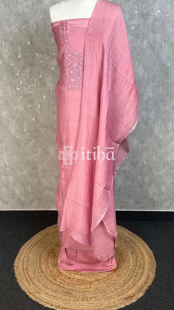MUL CHANDERI SALWAR SET - BLUSH PINK