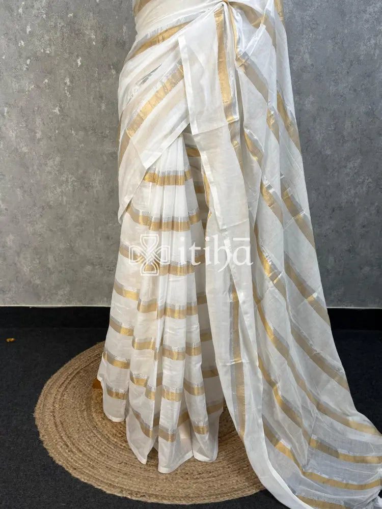 MUL COTTON SAREE STRIPES COTTON HANDLOOM
