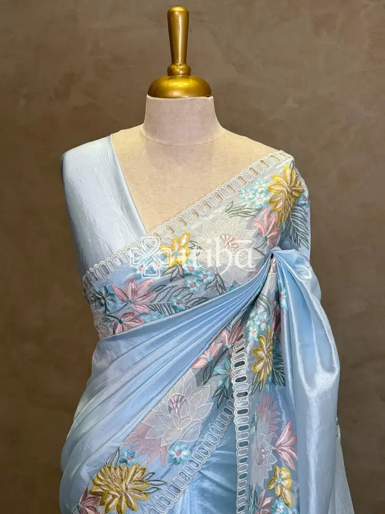 ORGANZA APPLIQUE EMBROIDERY SAREE