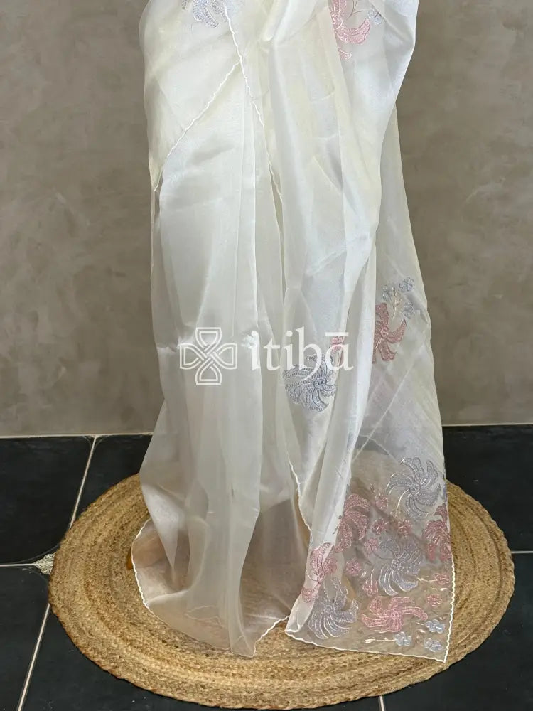 ORGANZA APPLIQUE EMBROIDERY SAREE