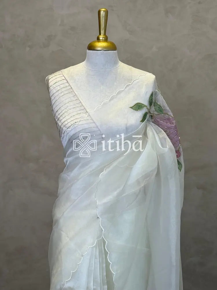 ORGANZA APPLIQUE EMBROIDERY SAREE