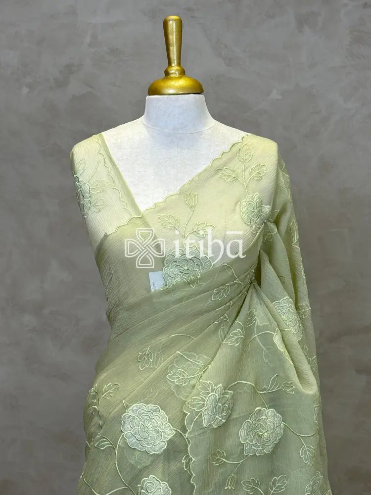 ORGANZA APPLIQUE EMBROIDERY SAREE