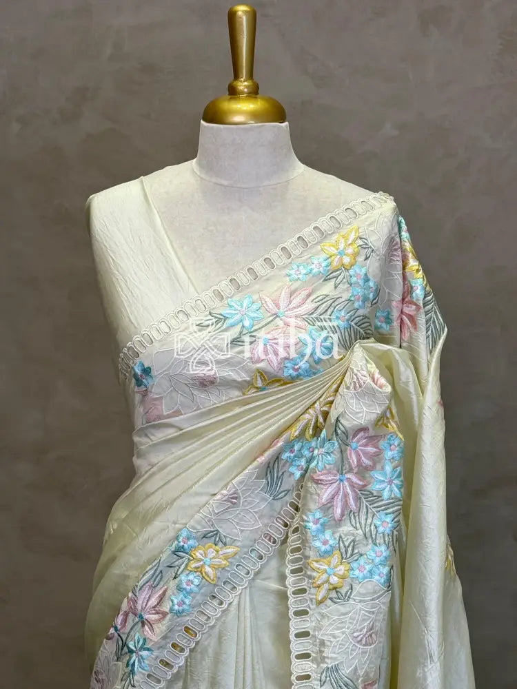 ORGANZA APPLIQUE EMBROIDERY SAREE