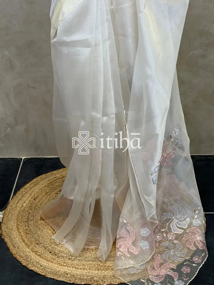 ORGANZA APPLIQUE EMBROIDERY SAREE