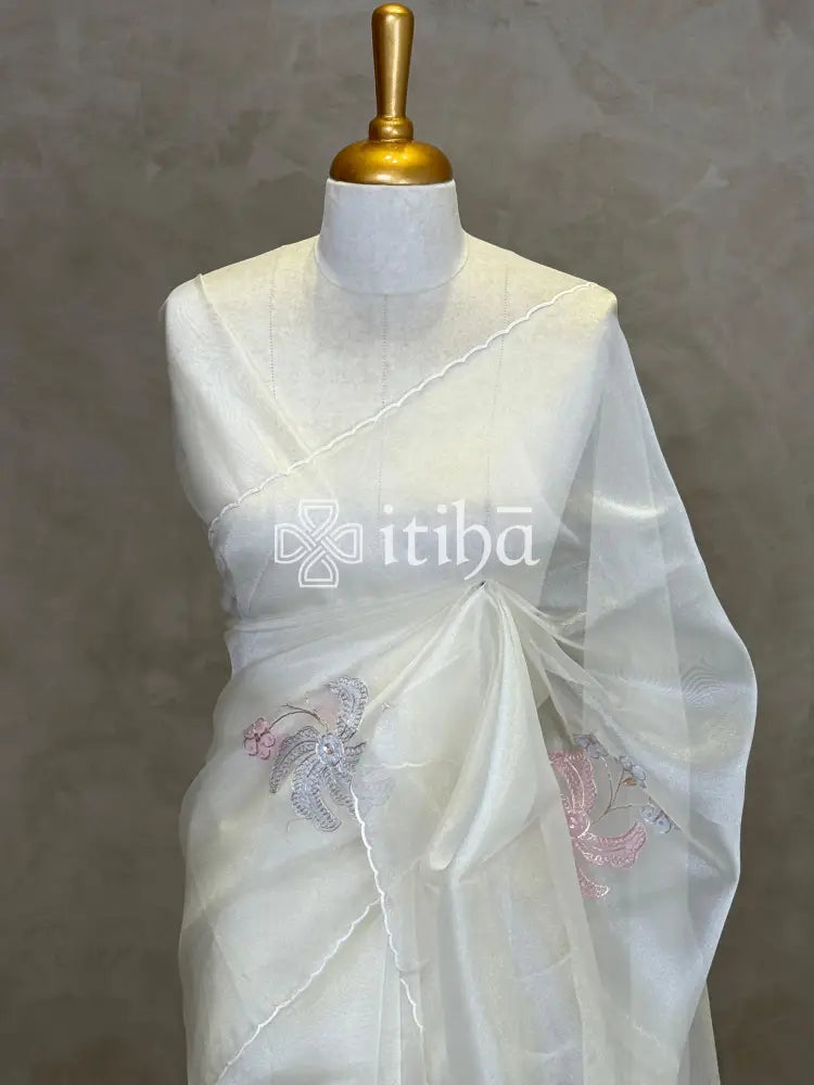 ORGANZA APPLIQUE EMBROIDERY SAREE