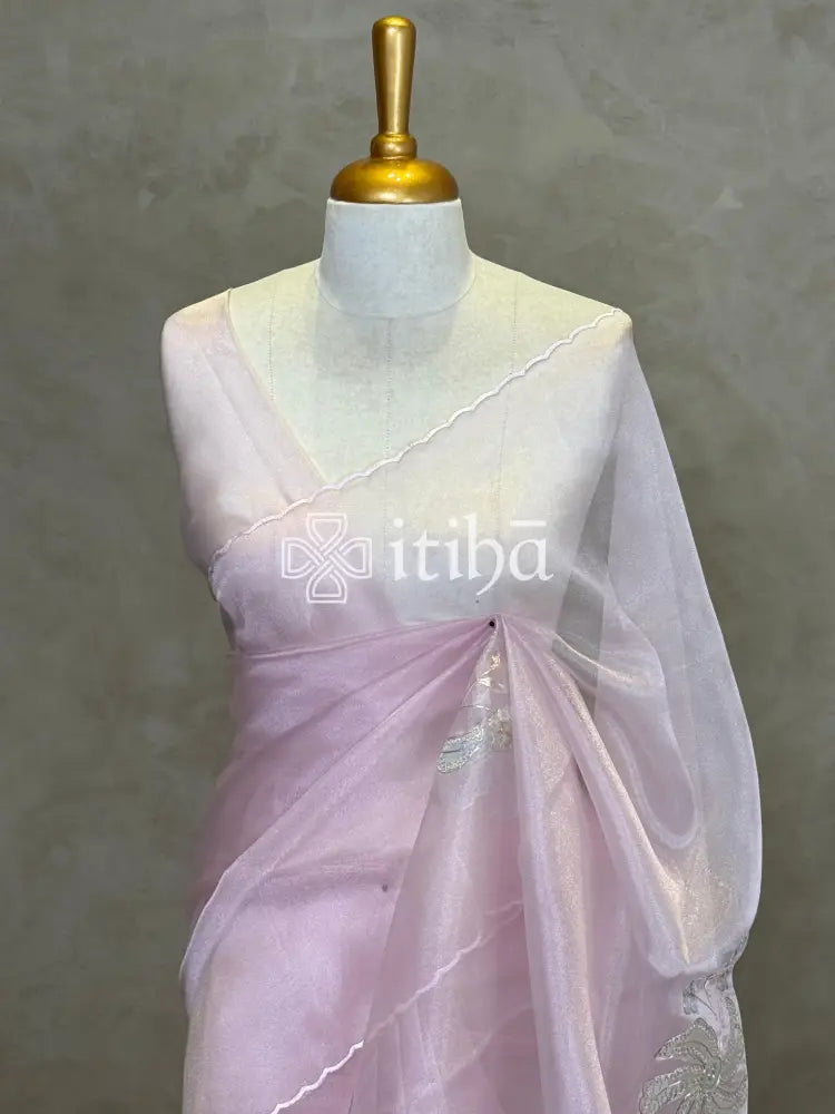 ORGANZA APPLIQUE EMBROIDERY SAREE