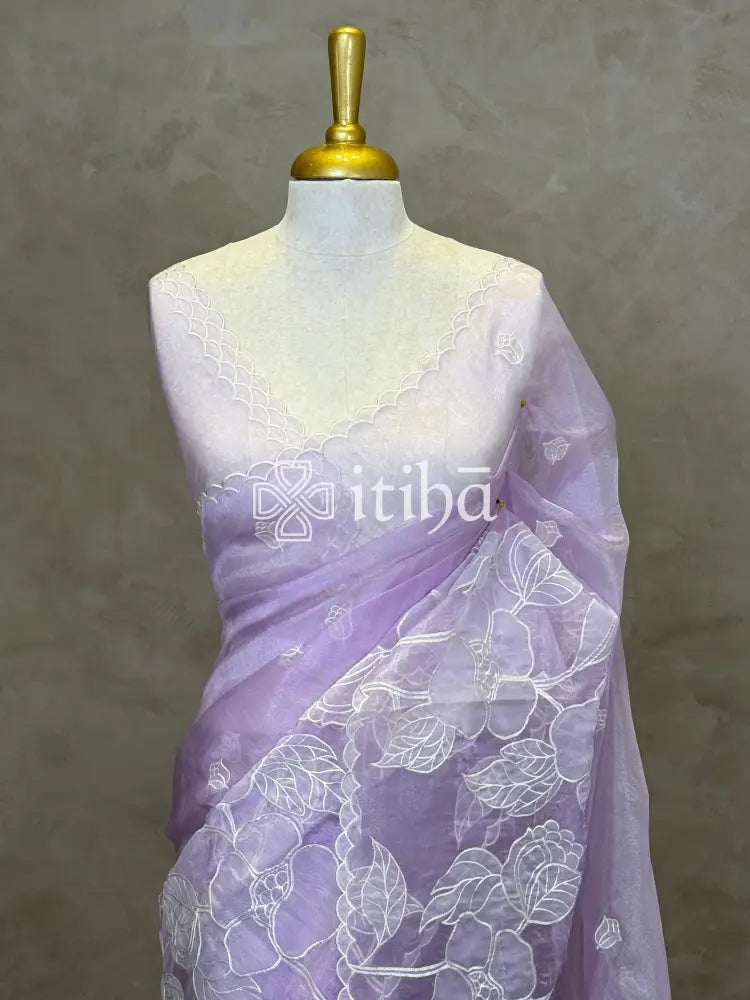 ORGANZA APPLIQUE EMBROIDERY SAREE