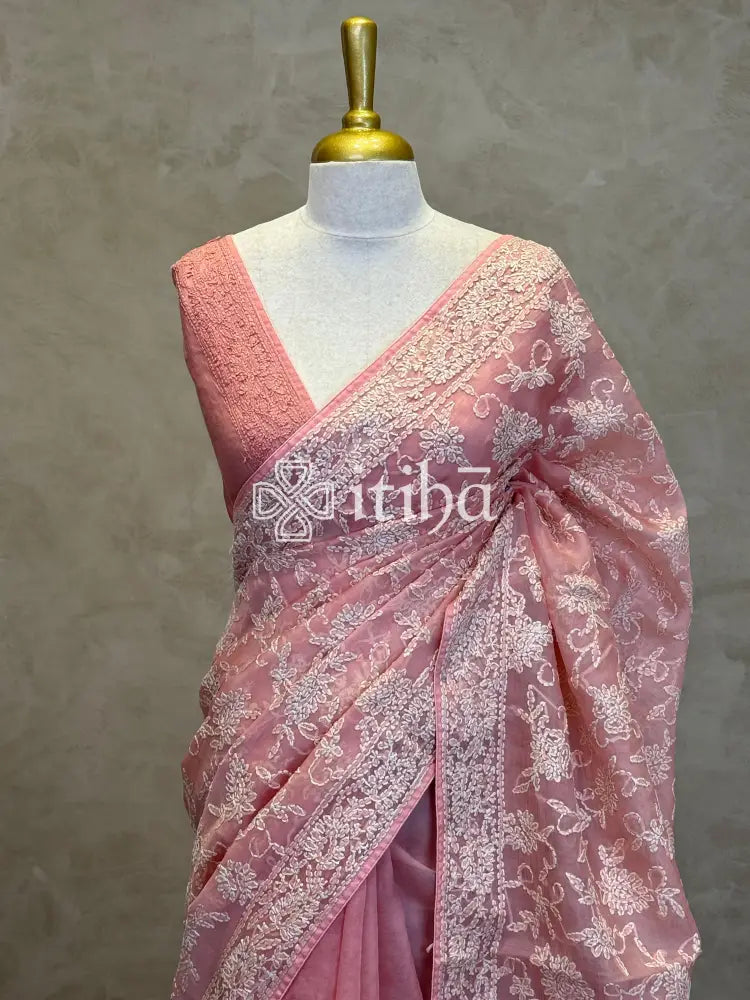 ORGANZA CHIKANKARI SAREE