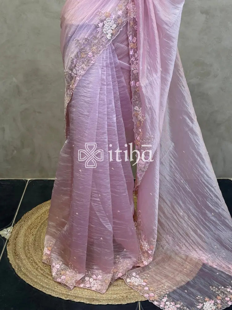 ORGANZA EMBROIDERY DESIGNER SAREE