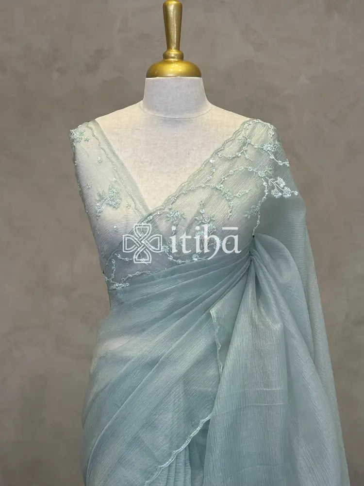 ORGANZA EMBROIDERY DESIGNER SAREE