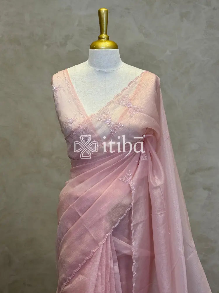 ORGANZA EMBROIDERY DESIGNER SAREE