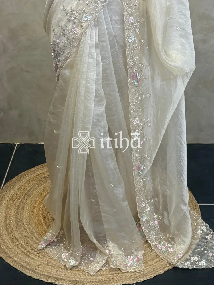 ORGANZA EMBROIDERY DESIGNER SAREE