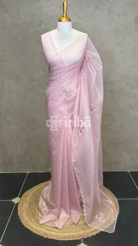 ORGANZA HAND EMBROIDERY DESIGNER SAREE