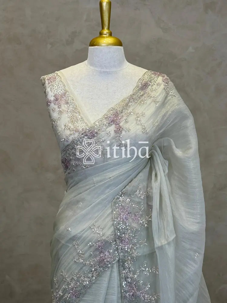 ORGANZA HAND EMBROIDERY DESIGNER SAREE