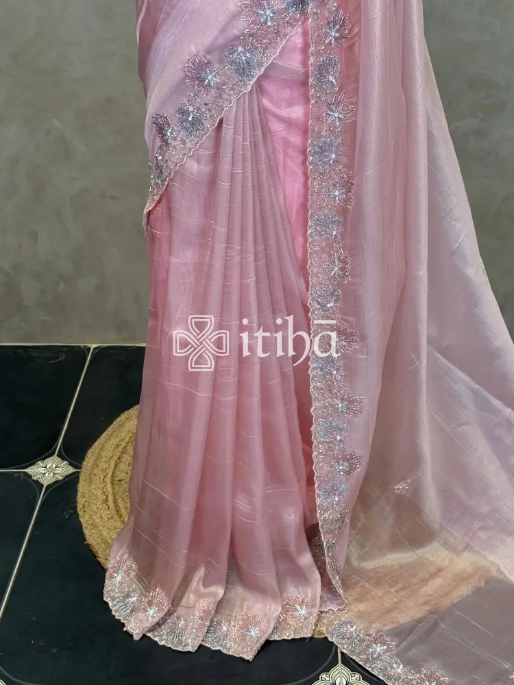 ORGANZA HAND EMBROIDERY DESIGNER SAREE