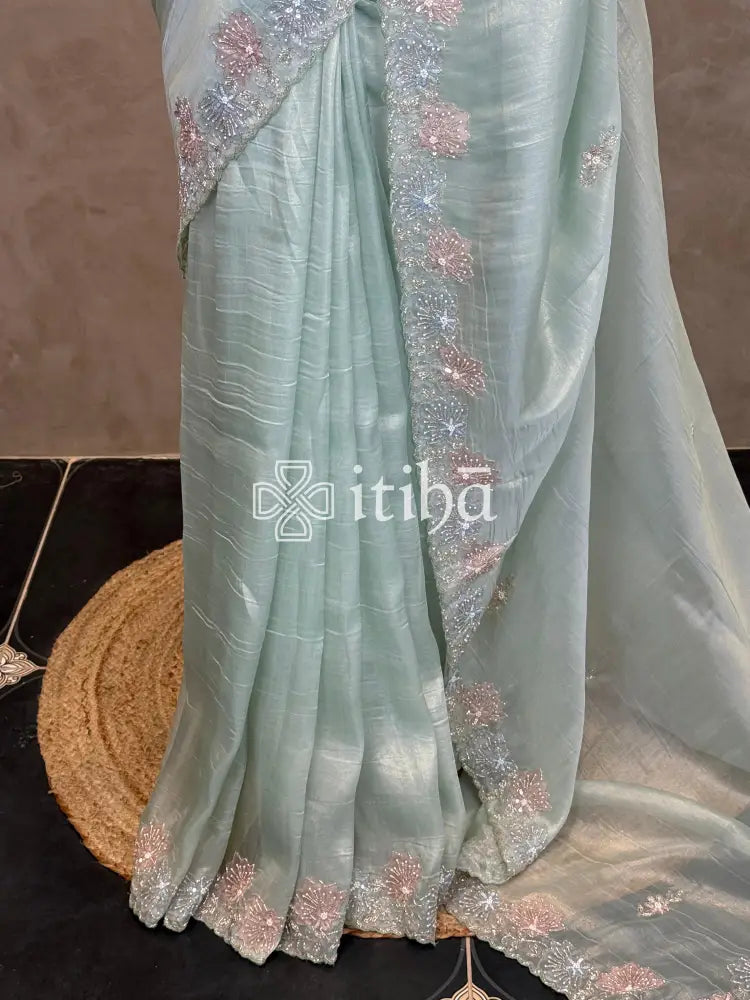 ORGANZA HAND EMBROIDERY DESIGNER SAREE