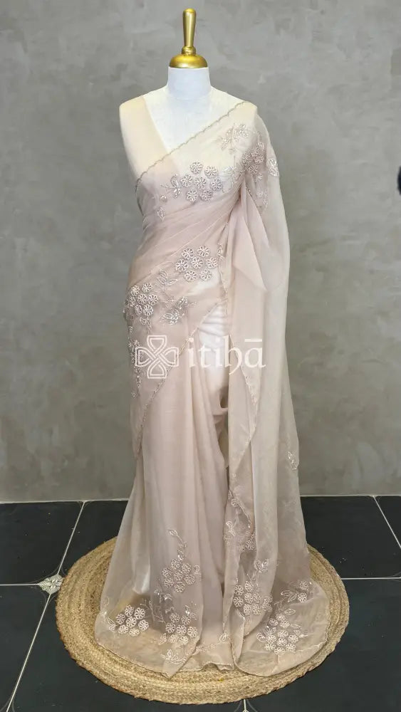ORGANZA HAND EMBROIDERY DESIGNER SAREE