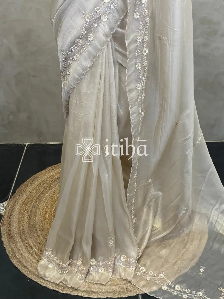 ORGANZA HAND EMBROIDERY DESIGNER SAREE