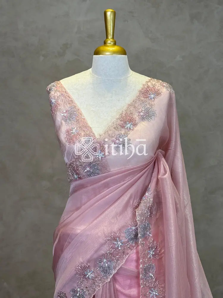 ORGANZA HAND EMBROIDERY DESIGNER SAREE