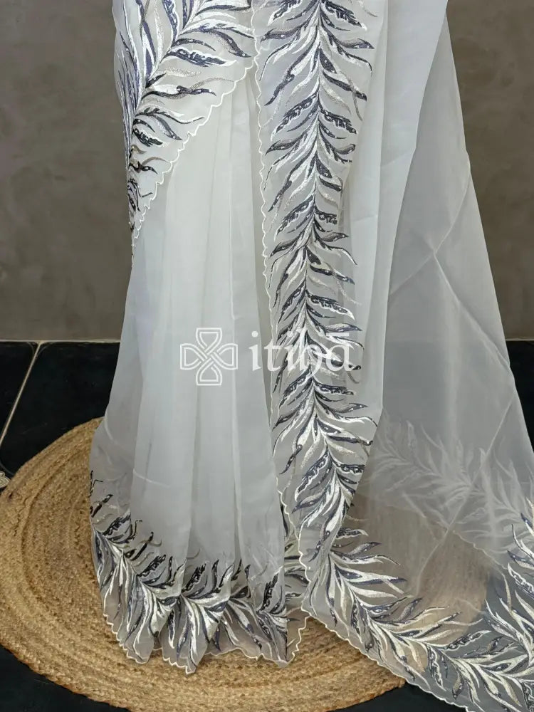 ORGANZA HAND EMBROIDERY DESIGNER SAREE