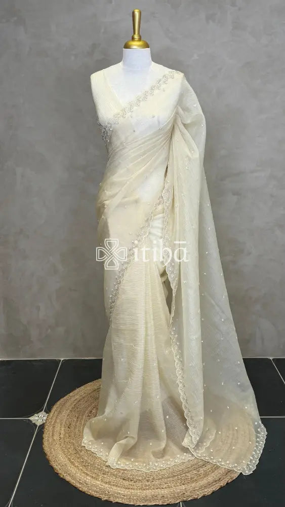 ORGANZA HAND EMBROIDERY DESIGNER SAREE