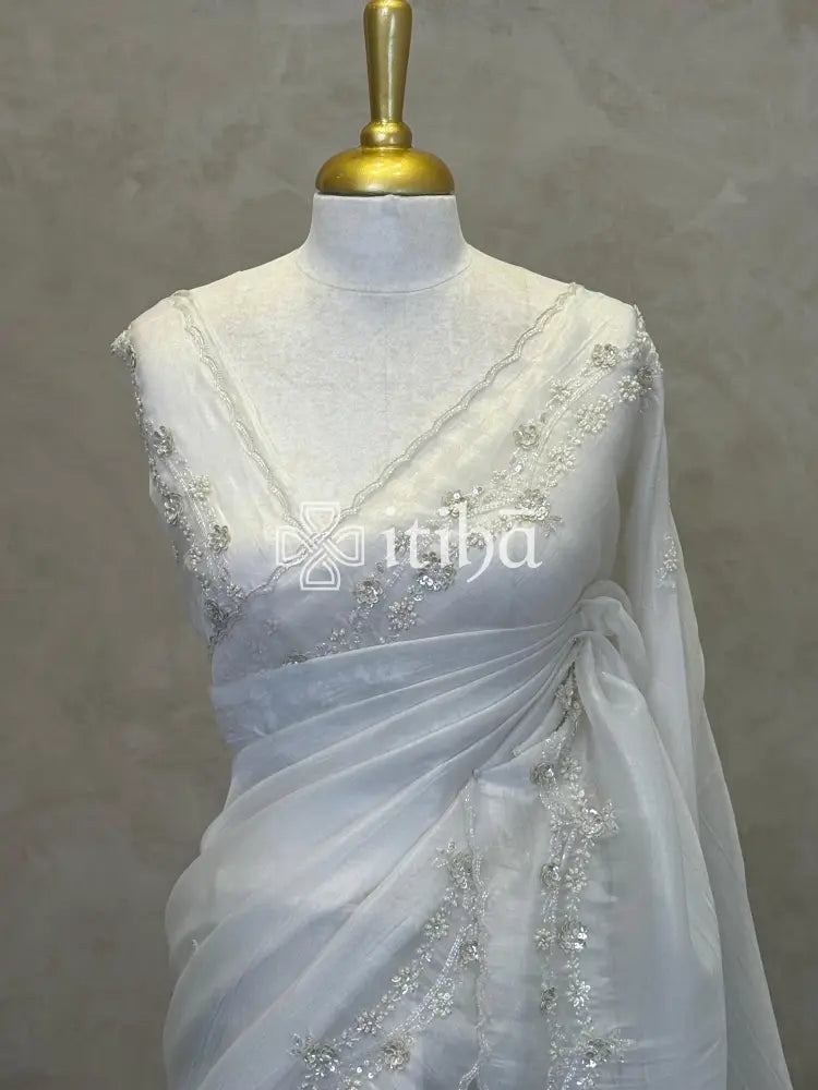 ORGANZA HAND EMBROIDERY DESIGNER SAREE